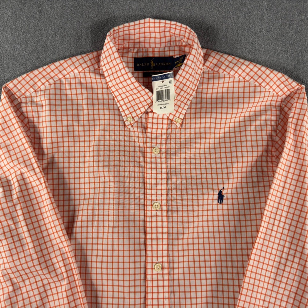 Ralph Lauren Slim Fit Orange Check Button-Down Shirt Long Sleeve M NWT